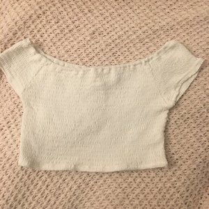 Brandy Melville White Smocked Crop Top